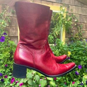 Steve Madden Red Leather Roccoo Boots